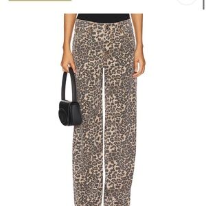 Lioness Leopard Print Wide Leg Jeans